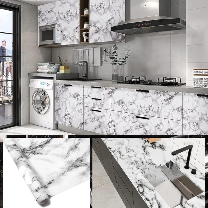 Self Adhesive Black Marble Sheet For Kitchen,(60×200)