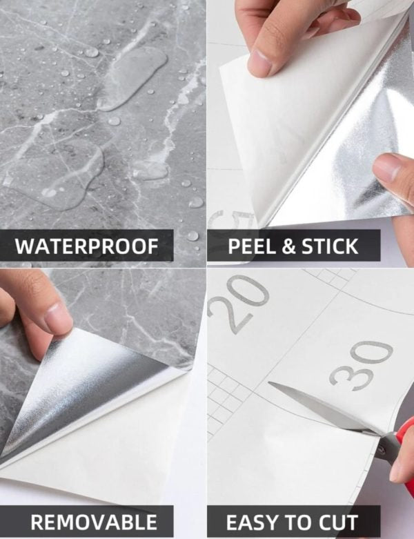 Self Adhesive Black Marble Sheet For Kitchen,(60×200)