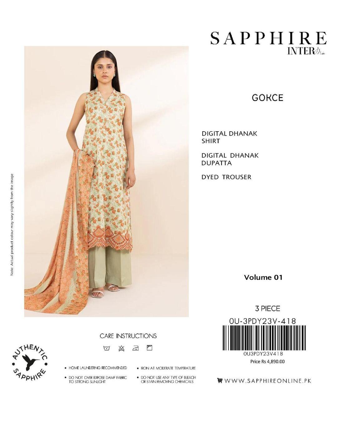 3 Pcs Women's Unstitched Dhanak Embroidered Suit
