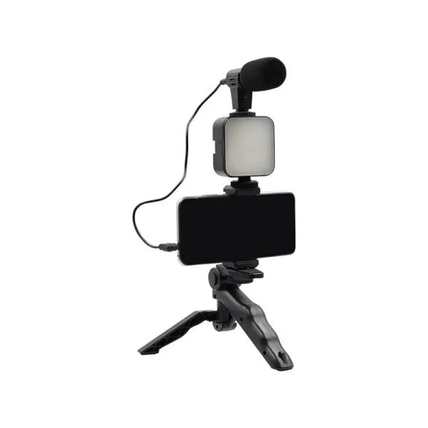 Ay-49 Vlogger Video Making Kit-Microphone Led Fill Light Mini Tripod Mobile Holder