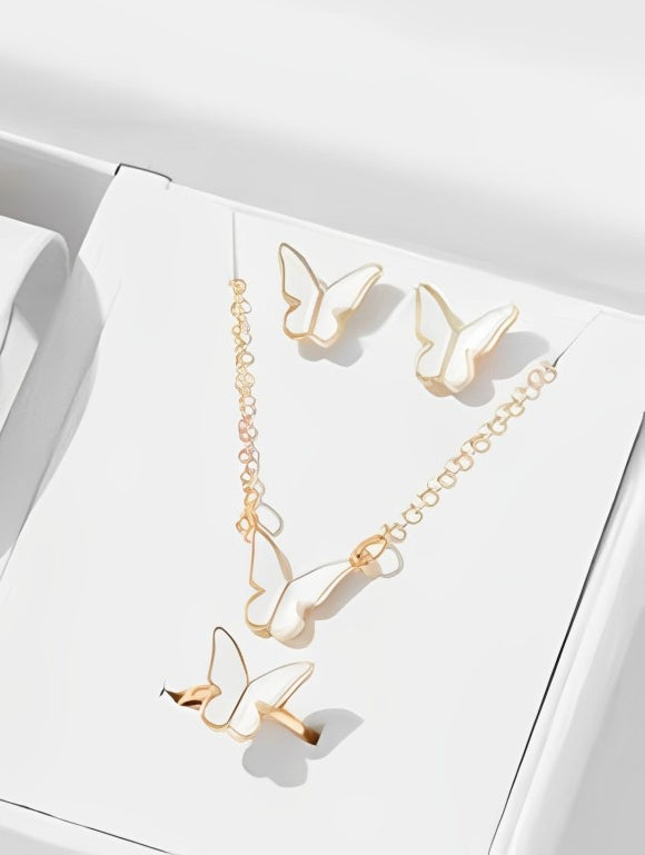 Butterfly Set, Pack Of 4 / Pendants, Necklace ,Earrings, Ring