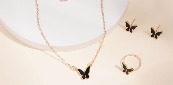 Butterfly Set, Pack Of 4 / Pendants, Necklace ,Earrings, Ring