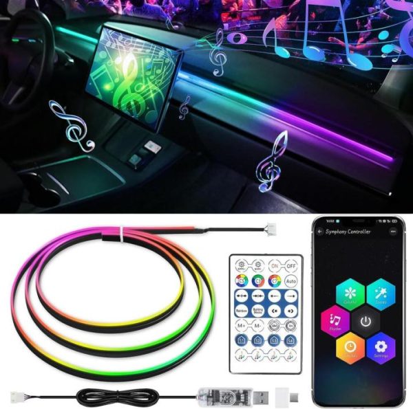 Car Usb Rgb Neon Optic Strip Ambient Light |