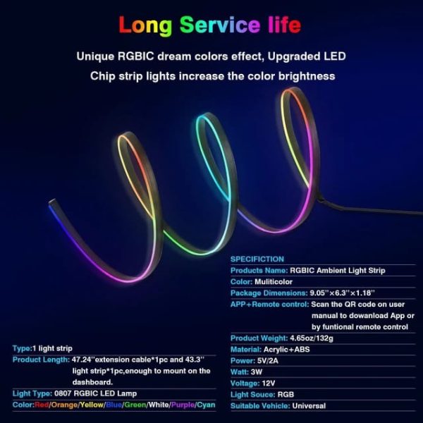 Car Usb Rgb Neon Optic Strip Ambient Light |