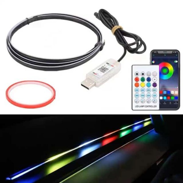 Car Usb Rgb Neon Optic Strip Ambient Light |