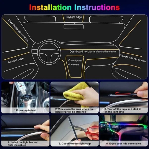Car Usb Rgb Neon Optic Strip Ambient Light |