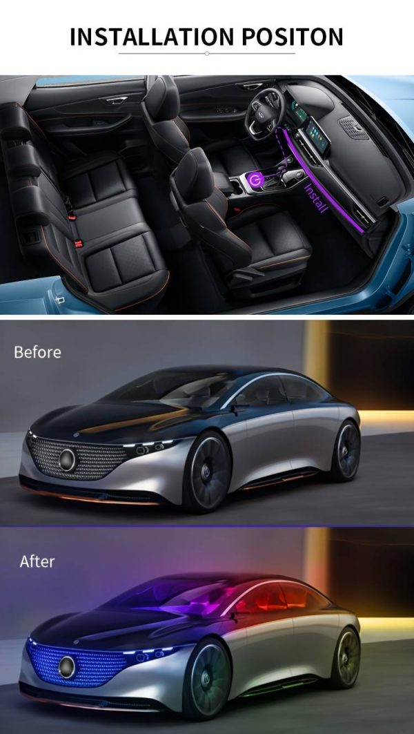 Car Usb Rgb Neon Optic Strip Ambient Light |