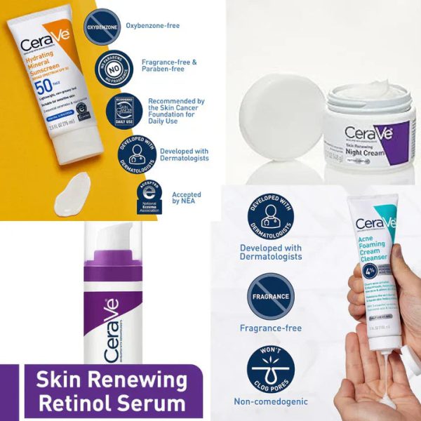 cerave-4-in-1-skincare bundle-night-cream-sunblock-cleanser-serum