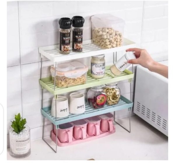 Folding Stack Up Shelf Pantry Organizer