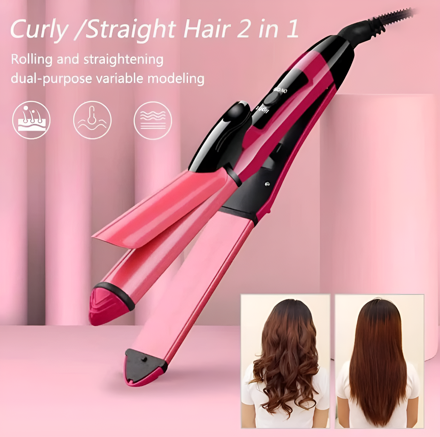 Nova 2-in-1 Hair Straightener & Curler– Model Nh-2009