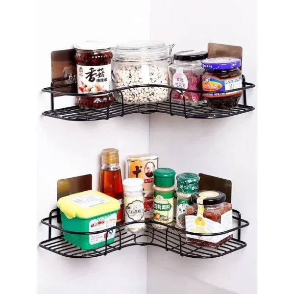 Metal Corner Rack For Bathroom & Kitchen(with 2 Adhesive Screws)