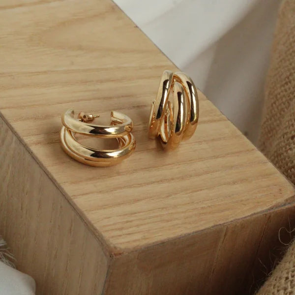 Punk Oval Hoop Earrings Metallic Geometric Piercing