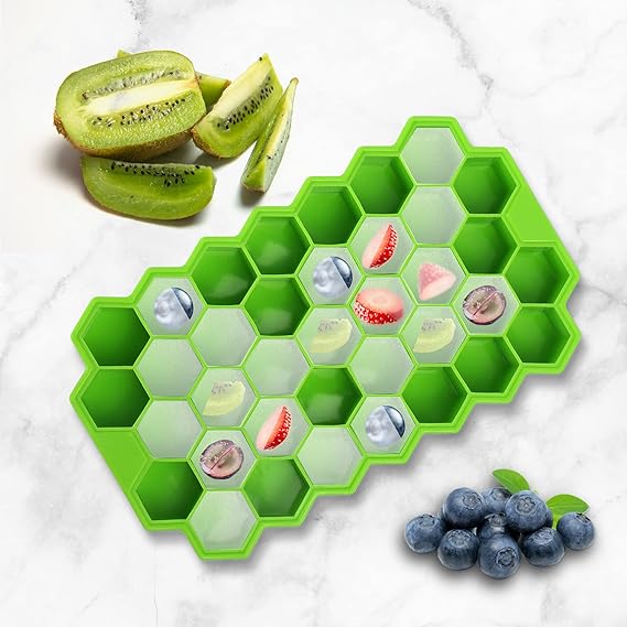 Silicone Ice Tray With Plastic Cover Cap Mini Ice Cube Tray – (1 Pc)