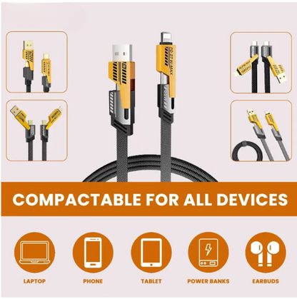 4 In 1 Data Cable Pack Of 2 – Usb-c & Fast Charging & Data Transfer