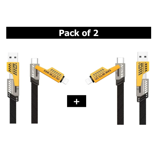4 In 1 Data Cable Pack Of 2 – Usb-c & Fast Charging & Data Transfer