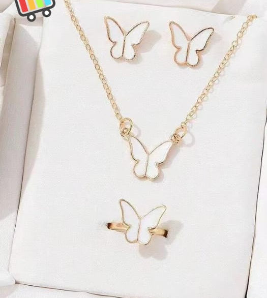 Butterfly Set, Pack Of 4 / Pendants, Necklace ,Earrings, Ring