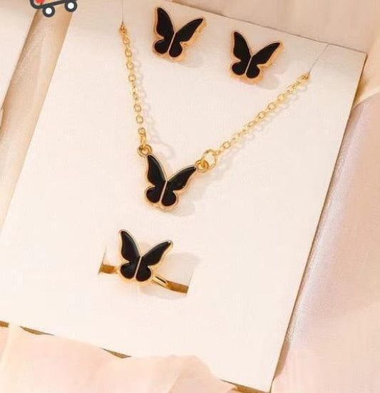 Butterfly Set, Pack Of 4 / Pendants, Necklace ,Earrings, Ring