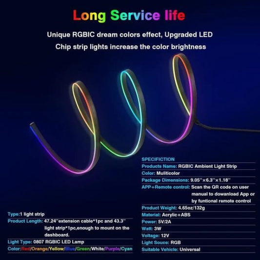 Car Usb Rgb Neon Optic Strip Ambient Light |