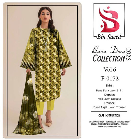 ✨ Binsaeed❤️ Bana Dora 3piece Unstitched Suit Summaer Lawn Collection
