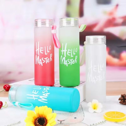 Frosted Glass Water Bottle – 400ml (random Color)