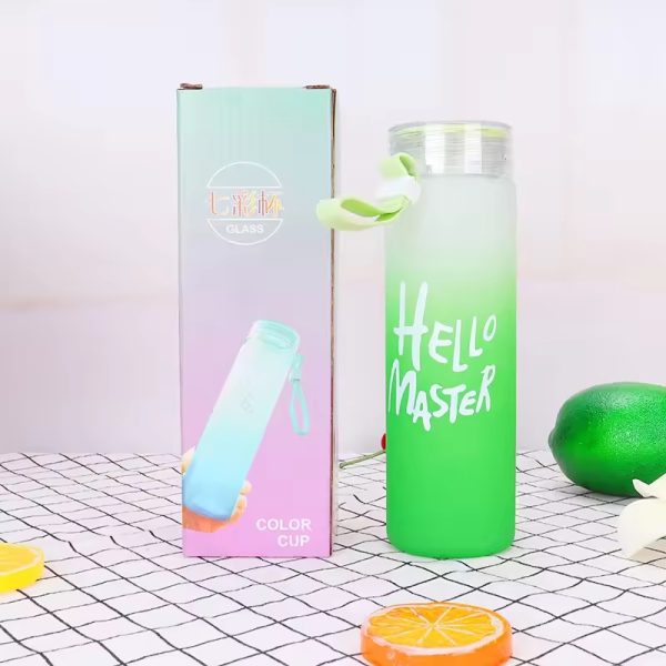 Frosted Glass Water Bottle – 400ml (random Color)