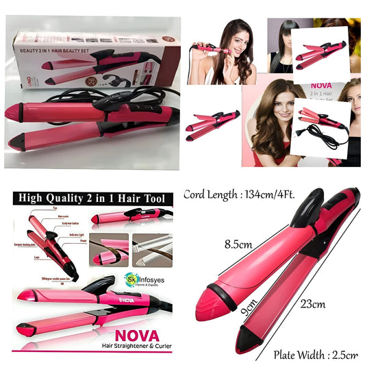 Nova 2-in-1 Hair Straightener & Curler– Model Nh-2009