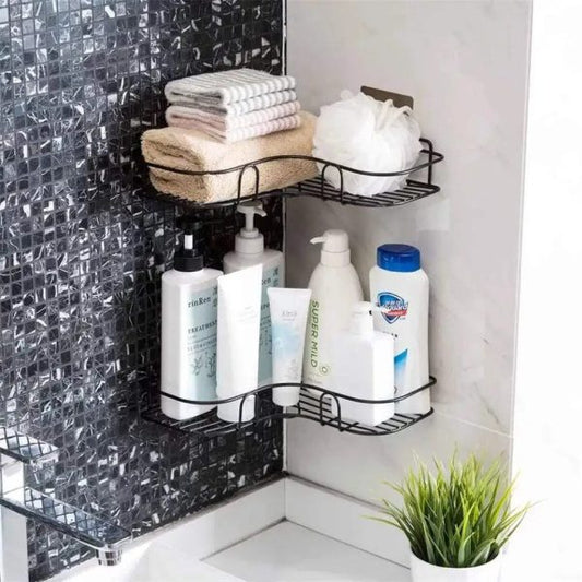 Metal Corner Rack For Bathroom & Kitchen(with 2 Adhesive Screws)