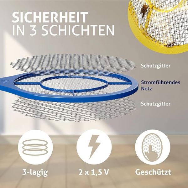 Electric Mosquito Killer Racket 2 In 1 Led Flash Light (battery Operated)