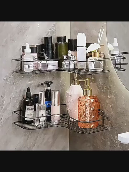 Metal Corner Rack For Bathroom & Kitchen(with 2 Adhesive Screws)