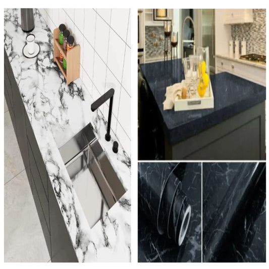 Self Adhesive Black Marble Sheet For Kitchen,(60×200)